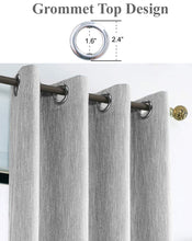 Load image into Gallery viewer, Tektrum Cotton Thermal Insulated Blackout Room Darkening Window Curtains with Grommet Top, Home Decorative Light Blocking Elegant Drapes for Living Room Bedroom, 2 Panels (Grey)