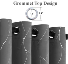Load image into Gallery viewer, Tektrum Thermal Insulated Blackout Room Darkening Window Curtains with Grommet Top, Silver Foil Print Wave Lines with Dots Drapes for Living Room Bedroom Light Blocking, 2 Panels (Grey)