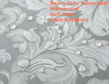 Load image into Gallery viewer, Tektrum Heavy Duty Square/Rectangular Damask Jacquard Tablecloth Table Cover - Waterproof/Spill Proof/Stain Resistant/Wrinkle Free - Great for Banquet, Parties, Dinner, Kitchen, Wedding (Silver Gray)