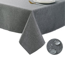 Load image into Gallery viewer, Tektrum Square/Rectangular Faux Linen Textured Tablecloth Table Cover - Waterproof/Spill Proof/Stain Resistant/Wrinkle Free/Heavy Duty - Great for Banquet, Parties, Dinner, Kitchen, Wedding (Charcoal)