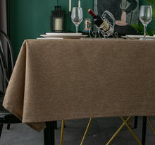Load image into Gallery viewer, Tektrum Square/Rectangular Faux Linen Textured Tablecloth Table Cover - Waterproof/Spill Proof/Stain Resistant/Wrinkle Free/Heavy Duty - Great for Banquet, Parties, Dinner, Kitchen, Wedding (Flax)