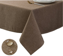 Load image into Gallery viewer, Tektrum Square/Rectangular Faux Linen Textured Tablecloth Table Cover - Waterproof/Spill Proof/Stain Resistant/Wrinkle Free/Heavy Duty - Great for Banquet, Parties, Dinner, Kitchen, Wedding (Flax)