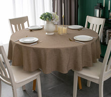 Load image into Gallery viewer, Tektrum Round Faux Linen Textured Tablecloth Table Cover - Waterproof/Spill Proof/Stain Resistant/Wrinkle Free/Heavy Duty - Great for Banquet, Parties, Dinner, Kitchen, Wedding (Flax)