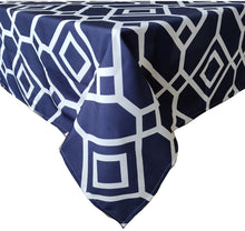 Load image into Gallery viewer, Tektrum Square/Rectangular Moroccan Geometric Tablecloth Table Cover - Waterproof/Spill Proof/Stain Resistant/Wrinkle Free/Heavy Duty - Great for Parties, Banquet, Dinner, Wedding (Navy)