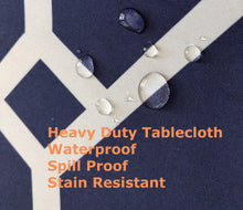 Load image into Gallery viewer, Tektrum Square/Rectangular Moroccan Geometric Tablecloth Table Cover - Waterproof/Spill Proof/Stain Resistant/Wrinkle Free/Heavy Duty - Great for Parties, Banquet, Dinner, Wedding (Navy)