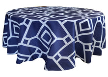 Load image into Gallery viewer, Tektrum Round Moroccan Geometric Tablecloth Table Cover - Waterproof/Spill Proof/Stain Resistant/Wrinkle Free/Heavy Duty - Great for Parties, Banquet, Dinner, Wedding (Navy)