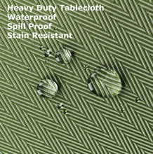 Load image into Gallery viewer, Tektrum Square/Rectangular Herringbone Jacquard Textured Tablecloth Table Cover - Waterproof/Spill Proof/Stain Resistant/Wrinkle Free/Heavy Duty -Great for Banquet, Parties, Dinner, Wedding (Green)
