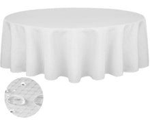 Load image into Gallery viewer, Tektrum Heavy Duty 70 inch Round Elegant Waffle Weave Check Jacquard Tablecloth Table Cover - Waterproof/Spill Proof/Stain Resistant/Wrinkle Free/Heavy Duty - Great for Dinner, Banquet, Parties, Wedding (White)