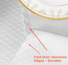 Load image into Gallery viewer, Tektrum Heavy Duty 70 inch Round Elegant Waffle Weave Check Jacquard Tablecloth Table Cover - Waterproof/Spill Proof/Stain Resistant/Wrinkle Free/Heavy Duty - Great for Dinner, Banquet, Parties, Wedding (White)