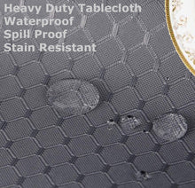 Load image into Gallery viewer, Tektrum Heavy Duty 70 inch Round Elegant Waffle Weave Check Jacquard Tablecloth Table Cover - Waterproof/Spill Proof/Stain Resistant/Wrinkle Free/Heavy Duty - Great for Dinner, Banquet, Parties, Wedding (Charcoal)