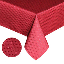 Load image into Gallery viewer, Tektrum Heavy Duty Square/Rectangular Elegant Waffle Weave Check Jacquard Tablecloth Table Cover - Waterproof/Spill Proof/Stain Resistant/Wrinkle Free/Heavy Duty - Great for Dinner, Banquet, Parties, Wedding (Wine Red)