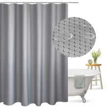 Load image into Gallery viewer, Tektrum Heavy Duty Waffle Weave Jacquard Shower Curtain with Hooks for Hotel Home, Water Repellent Bathroom Curtains, Rust Proof Metal Grommets (Grey)
