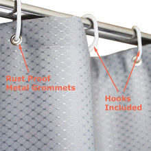 Load image into Gallery viewer, Tektrum Heavy Duty Waffle Weave Jacquard Shower Curtain with Hooks for Hotel Home, Water Repellent Bathroom Curtains, Rust Proof Metal Grommets (Grey)