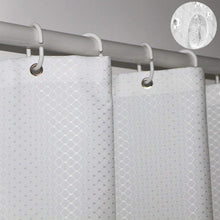 Load image into Gallery viewer, Tektrum Heavy Duty Waffle Weave Jacquard Shower Curtain with Hooks for Hotel Home, Water Repellent Bathroom Curtains, Rust Proof Metal Grommets (White)