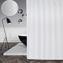 Load image into Gallery viewer, Tektrum Heavy Duty Waffle Weave Jacquard Shower Curtain with Hooks for Hotel Home, Water Repellent Bathroom Curtains, Rust Proof Metal Grommets (White)