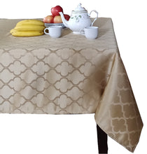 Load image into Gallery viewer, Tektrum Square/Rectangular Moroccan Flower Jacquard Tablecloth Table Cover - Spill Proof/Stain Resistant/Waterproof/Wrinkle Free/Heavy Duty - Great for Parties, Banquet, Dinner, Wedding (Gold)
