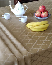 Load image into Gallery viewer, Tektrum Square/Rectangular Moroccan Flower Jacquard Tablecloth Table Cover - Spill Proof/Stain Resistant/Waterproof/Wrinkle Free/Heavy Duty - Great for Parties, Banquet, Dinner, Wedding (Gold)