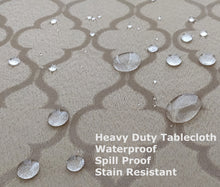 Load image into Gallery viewer, Tektrum Round Moroccan Flower Jacquard Tablecloth Table Cover - Spill Proof/Stain Resistant/Waterproof/Wrinkle Free/Heavy Duty - Great for Parties, Banquet, Dinner, Wedding (Gold)