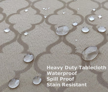 Load image into Gallery viewer, Tektrum Square/Rectangular Moroccan Flower Jacquard Tablecloth Table Cover - Spill Proof/Stain Resistant/Waterproof/Wrinkle Free/Heavy Duty - Great for Parties, Banquet, Dinner, Wedding (Gold)