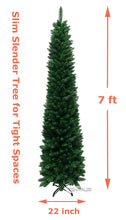 Load image into Gallery viewer, Tektrum 7-Feet Artificial Christmas Fir Pencil Tree with Tapered Branch Tips, Solid Metal Stand for Christmas/Holiday/Party - Slim Slender Tree for Tight Spaces (SYCT-1610D-17)