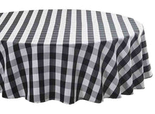 Load image into Gallery viewer, Tektrum Waterproof Round Checker Checkered Tablecloth Table Cover -Spill Proof/Stain Resistant/Wrinkle Free-for Camping Picnic, Dinner, Restaurant (Black and White)