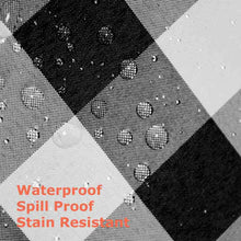 Load image into Gallery viewer, Tektrum Waterproof Round Checker Checkered Tablecloth Table Cover -Spill Proof/Stain Resistant/Wrinkle Free-for Camping Picnic, Dinner, Restaurant (Black and White)