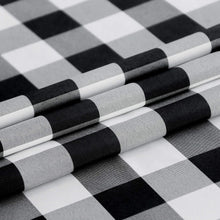 Load image into Gallery viewer, Tektrum Waterproof Round Checker Checkered Tablecloth Table Cover -Spill Proof/Stain Resistant/Wrinkle Free-for Camping Picnic, Dinner, Restaurant (Black and White)