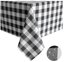 Load image into Gallery viewer, Tektrum Waterproof Square/Rectangular Checker Checkered Tablecloth Table Cover -Spill Proof/Stain Resistant/Wrinkle Free-for Camping Picnic, Dinner, Restaurant (Black and White)