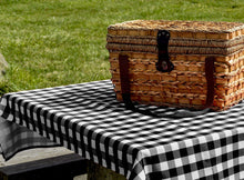 Load image into Gallery viewer, Tektrum Waterproof Square/Rectangular Checker Checkered Tablecloth Table Cover -Spill Proof/Stain Resistant/Wrinkle Free-for Camping Picnic, Dinner, Restaurant (Black and White)