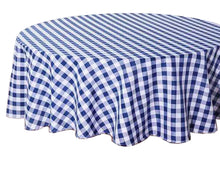 Load image into Gallery viewer, Tektrum Waterproof Round Checker Checkered Tablecloth Table Cover -Spill Proof/Stain Resistant/Wrinkle Free-for Camping Picnic, Dinner, Restaurant (Blue and White)
