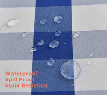 Load image into Gallery viewer, Tektrum Waterproof Round Checker Checkered Tablecloth Table Cover -Spill Proof/Stain Resistant/Wrinkle Free-for Camping Picnic, Dinner, Restaurant (Blue and White)