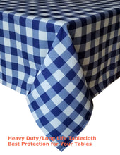 Load image into Gallery viewer, Tektrum Waterproof Square/Rectangular Checker Checkered Tablecloth Table Cover -Spill Proof/Stain Resistant/Wrinkle Free-for Camping Picnic, Dinner, Restaurant (Blue and White)