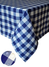 Load image into Gallery viewer, Tektrum Waterproof Square/Rectangular Checker Checkered Tablecloth Table Cover -Spill Proof/Stain Resistant/Wrinkle Free-for Camping Picnic, Dinner, Restaurant (Blue and White)