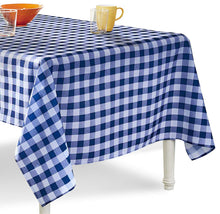 Load image into Gallery viewer, Tektrum Waterproof Square/Rectangular Checker Checkered Tablecloth Table Cover -Spill Proof/Stain Resistant/Wrinkle Free-for Camping Picnic, Dinner, Restaurant (Blue and White)
