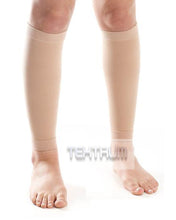 Load image into Gallery viewer, Tektrum A Pair of Calf Shin Graduated Compression Sleeve 20-30mmhg For Men And Women - for Nurses, Maternity Pregnancy, Running, Sports, Flight Travel (Beige)