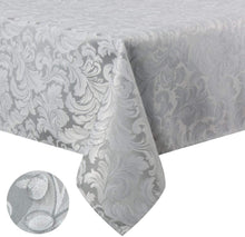 Load image into Gallery viewer, Tektrum Heavy Duty Square/Rectangular Damask Jacquard Tablecloth Table Cover - Waterproof/Spill Proof/Stain Resistant/Wrinkle Free - Great for Banquet, Parties, Dinner, Kitchen, Wedding (Silver Gray)