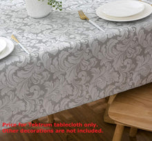 Load image into Gallery viewer, Tektrum Heavy Duty Square/Rectangular Damask Jacquard Tablecloth Table Cover - Waterproof/Spill Proof/Stain Resistant/Wrinkle Free - Great for Banquet, Parties, Dinner, Kitchen, Wedding (Silver Gray)