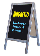 Load image into Gallery viewer, Tektrum Large Sturdy Vintage Rustic Wood Magnetic Double-Side Sidewalk A-Frame Sandwich Chalkboard Sign Board 20"x40", Free Standing, Easy Erase Writing Surface, for Shops Pubs - Grey Wash Finish