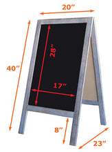 Load image into Gallery viewer, Tektrum Large Sturdy Vintage Rustic Wood Magnetic Double-Side Sidewalk A-Frame Sandwich Chalkboard Sign Board 20"x40", Free Standing, Easy Erase Writing Surface, for Shops Pubs - Grey Wash Finish