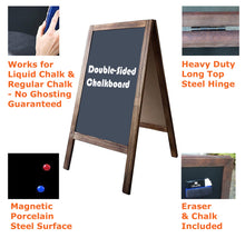 Load image into Gallery viewer, Tektrum Large Sturdy Vintage Rustic Wood Magnetic Double-Side Sidewalk A-Frame Sandwich Chalkboard Sign Board 20"x40", Free Standing, Easy Erase Writing Surface, for Shops Pubs - Natural Wood Finish