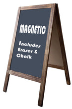 Load image into Gallery viewer, Tektrum Large Sturdy Vintage Rustic Wood Magnetic Double-Side Sidewalk A-Frame Sandwich Chalkboard Sign Board 20"x40", Free Standing, Easy Erase Writing Surface, for Shops Pubs - Natural Wood Finish