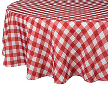 Load image into Gallery viewer, Tektrum Waterproof Round Checker Checkered Tablecloth Table Cover -Spill Proof/Stain Resistant/Wrinkle Free-for Camping Picnic, Dinner, Restaurant (Red and White)