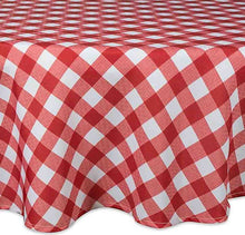 Load image into Gallery viewer, Tektrum Waterproof Round Checker Checkered Tablecloth Table Cover -Spill Proof/Stain Resistant/Wrinkle Free-for Camping Picnic, Dinner, Restaurant (Red and White)