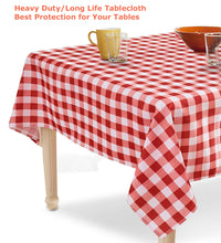 Load image into Gallery viewer, Tektrum Waterproof Square/Rectangular Checker Checkered Tablecloth Table Cover -Spill Proof/Stain Resistant/Wrinkle Free-for Camping Picnic, Dinner, Restaurant (Red and White)
