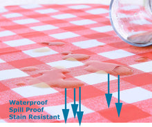 Load image into Gallery viewer, Tektrum Waterproof Square/Rectangular Checker Checkered Tablecloth Table Cover -Spill Proof/Stain Resistant/Wrinkle Free-for Camping Picnic, Dinner, Restaurant (Red and White)