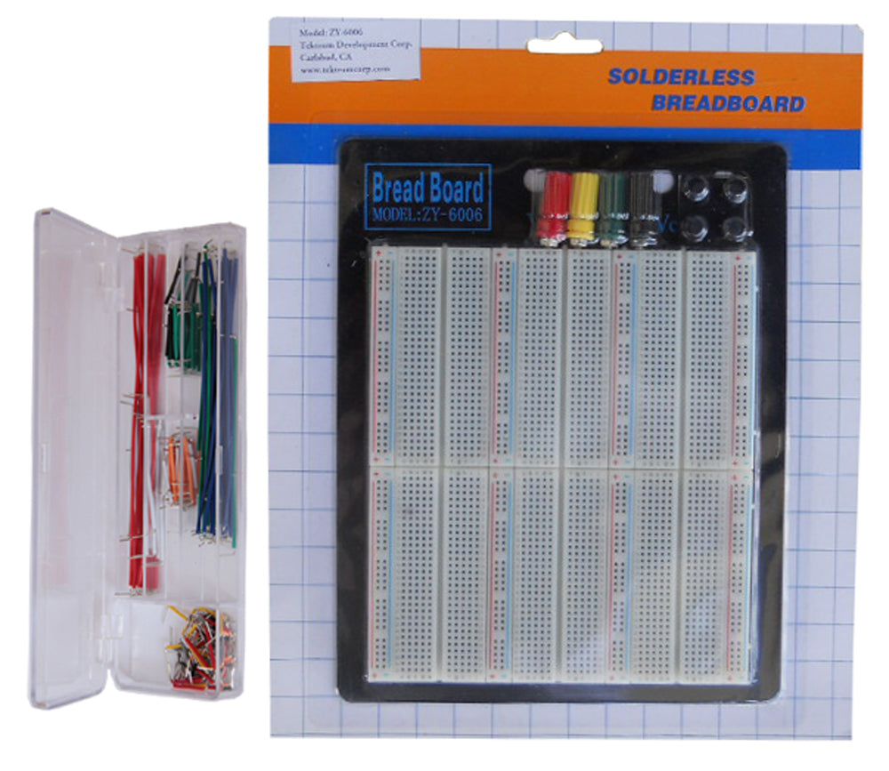 Tektrum Solderless Experiment Plug-In Breadboard Kit With Pre-Formed Solid Jumper Wires For Proto-Typing Circuit (2200 Tie-Points)