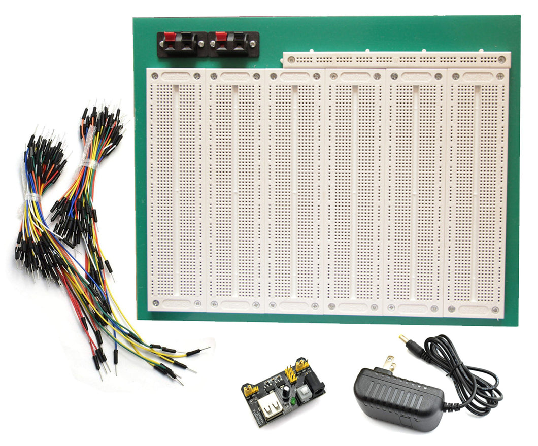 Tektrum Externally Powered Solderless 4660 Tie-Points Experiment Plug-In Breadboard Kit with Jumper Wires, Power Module, Wall Adaptor For Proto-Typing Circuit