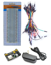 Load image into Gallery viewer, Tektrum Solderless 830 Tie-Points Experiment Plug-in Breadboard Kit with Jumper Wires, Power Module, AC Wall Adapter for Proto-Typing Circuit

