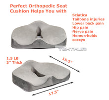Load image into Gallery viewer, Tektrum Orthopedic Cool Gel Enhanced Seat Cushion, Gel Memory Foam Coccyx Cushion for Back Pain, Sciatica, Tailbone, Prostate, Sitting Long Hours - Office, Home, Car, Plane, Wheelchair (TD-02NJ-GREY)
