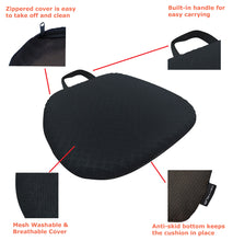 Load image into Gallery viewer, Tektrum Large Thick Orthopedic Premium Gel Seat Cushion Pad for Wheelchair, Car, Home, Office, Chairs, Travel - Relief for Sweaty Bottom, Hip Pain, Pressure Sore – Portable, Durable (TD-GS1612-BLK)
